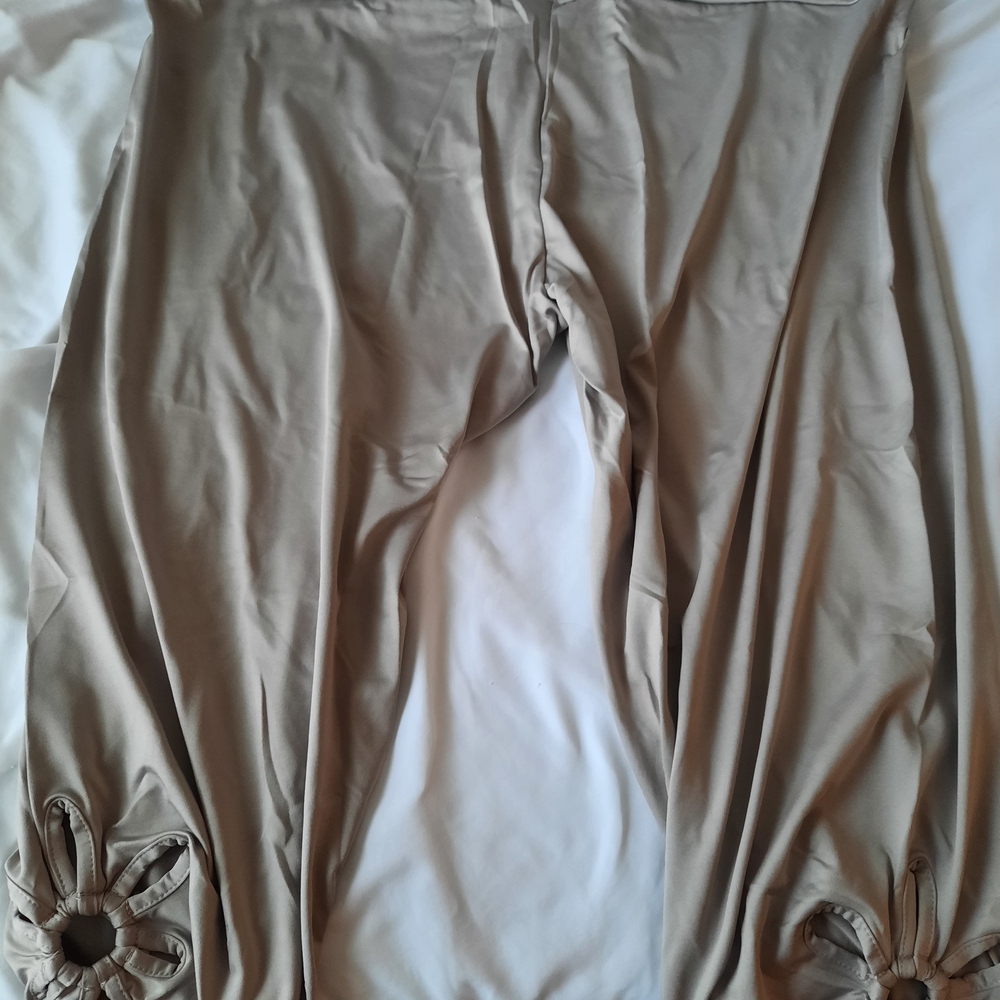 Tan Capris with Floral Cutout Design